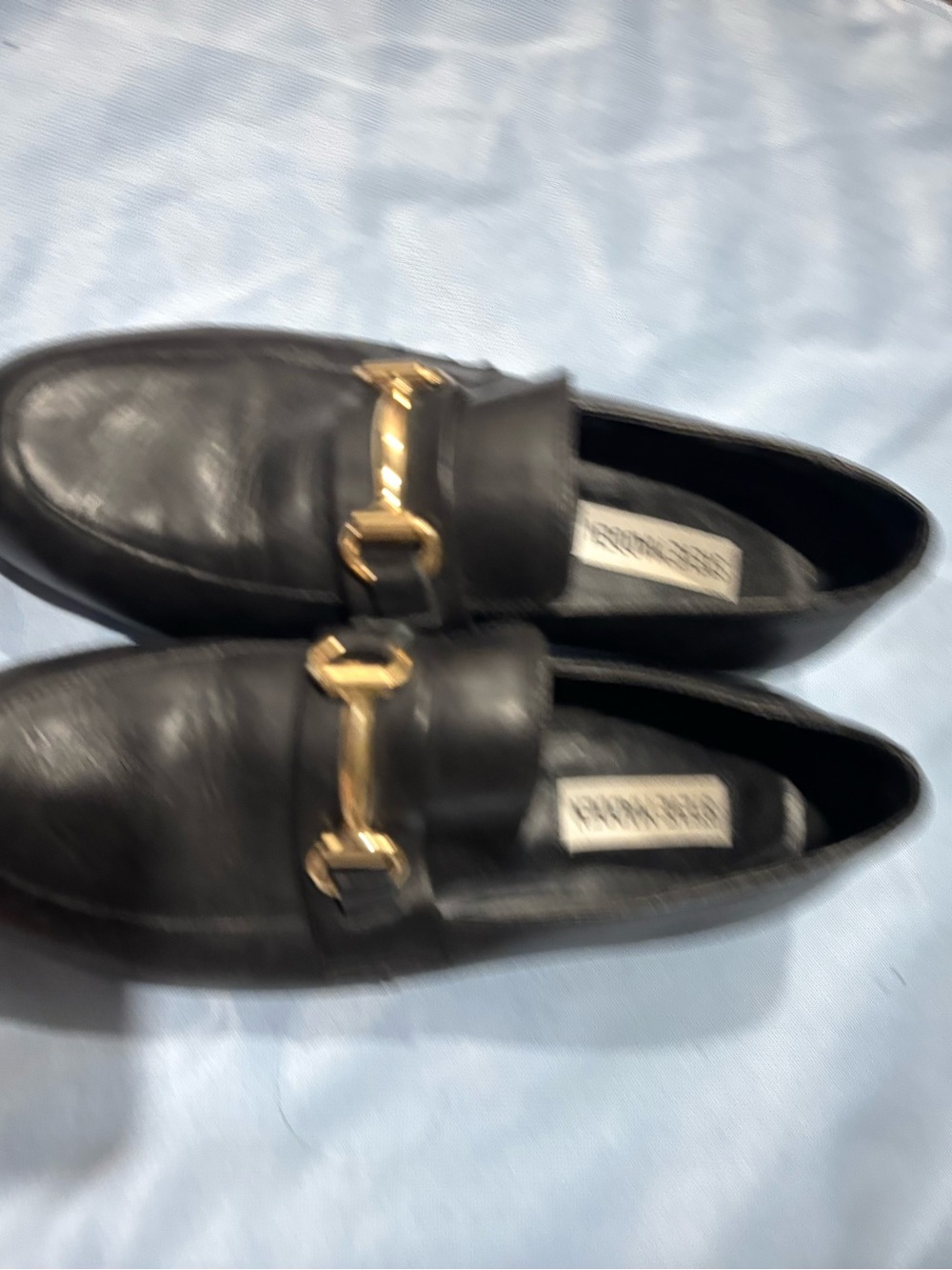 Steve Madden Black Loafers with Gold Accent